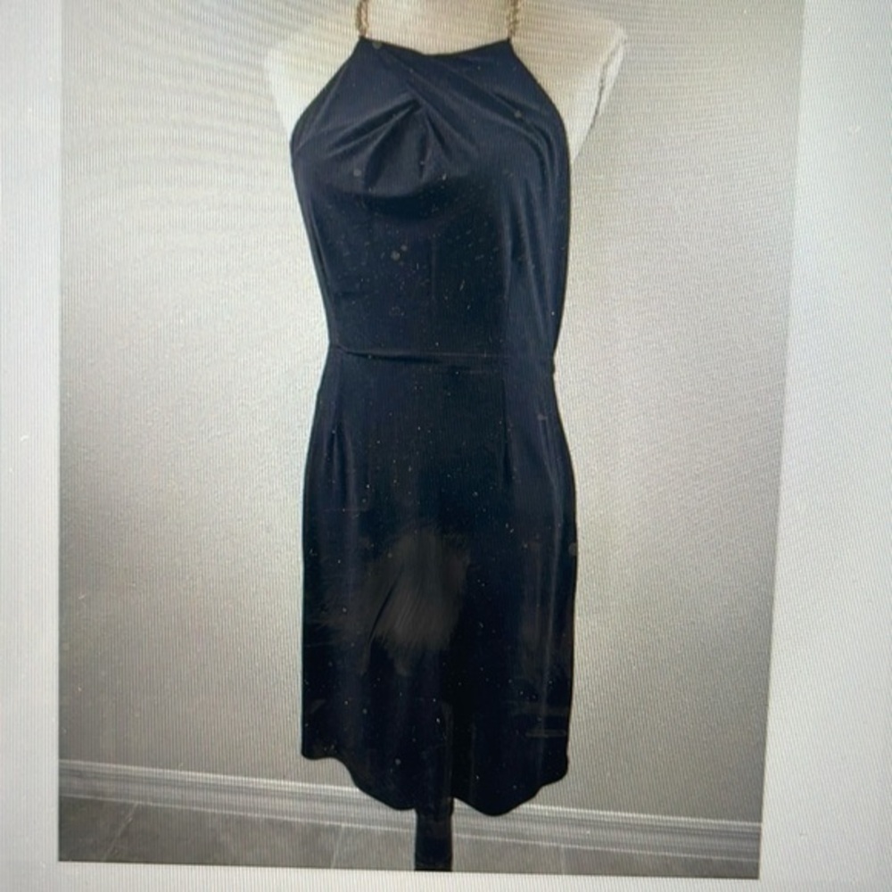 Laundry by Shelli Segal Little Black Dress with Chain Straps with cut out NWT